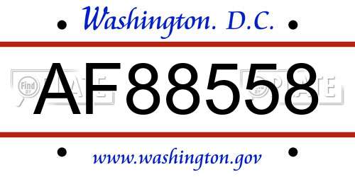 AF88558 District Of Columbia License Plate