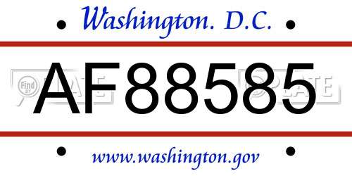 AF88585 District Of Columbia License Plate