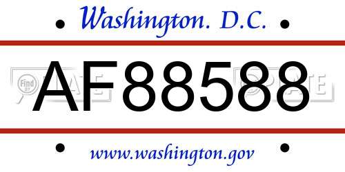 AF88588 District Of Columbia License Plate