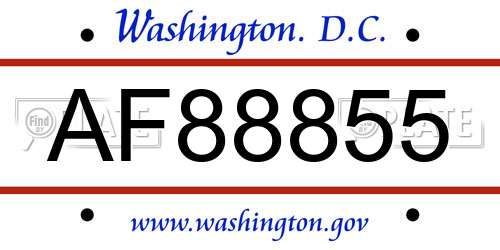AF88855 District Of Columbia License Plate