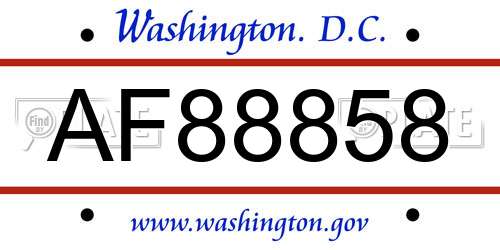 AF88858 District Of Columbia License Plate