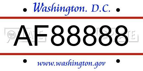 AF88888 District Of Columbia License Plate