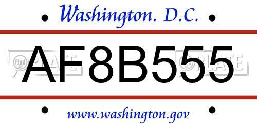 AF8B555 District Of Columbia License Plate