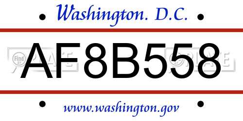 AF8B558 District Of Columbia License Plate