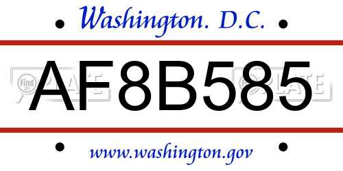AF8B585 District Of Columbia License Plate