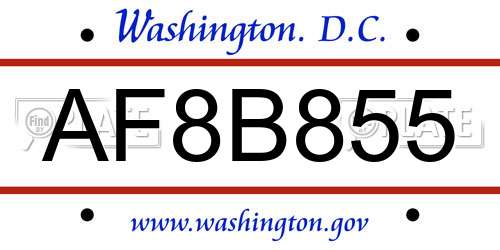 AF8B855 District Of Columbia License Plate