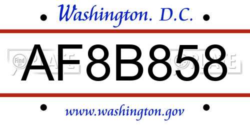 AF8B858 District Of Columbia License Plate