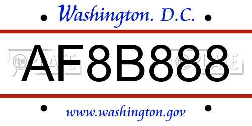 AF8B888 District Of Columbia License Plate