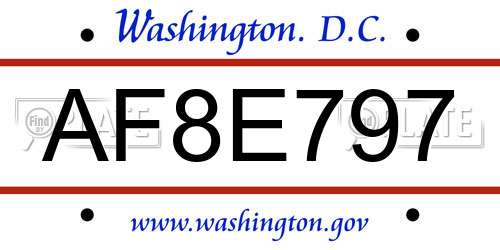 AF8E797 District Of Columbia License Plate
