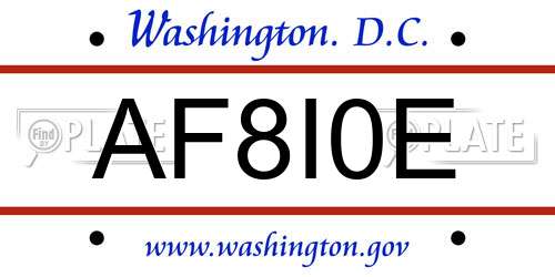 AF8I0E District Of Columbia License Plate