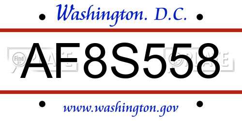 AF8S558 District Of Columbia License Plate