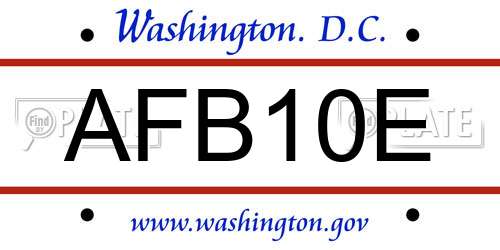 AFB10E District Of Columbia License Plate