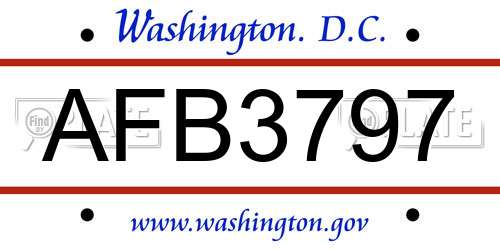 AFB3797 District Of Columbia License Plate