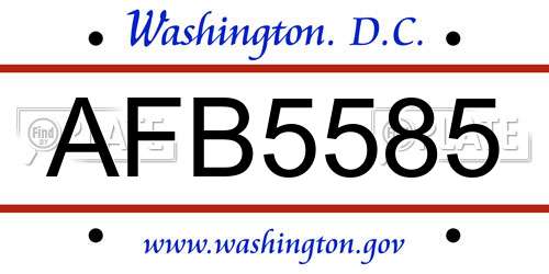 AFB5585 District Of Columbia License Plate