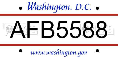 AFB5588 District Of Columbia License Plate
