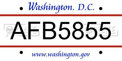 AFB5855 District Of Columbia License Plate