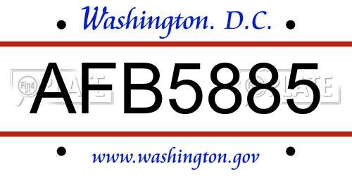 AFB5885 District Of Columbia License Plate