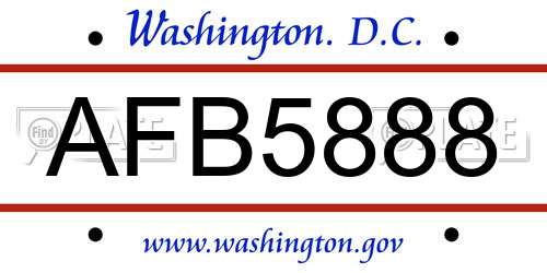 AFB5888 District Of Columbia License Plate