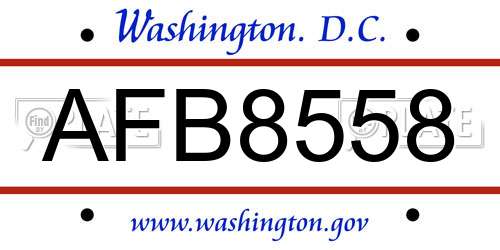 AFB8558 District Of Columbia License Plate