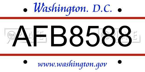 AFB8588 District Of Columbia License Plate