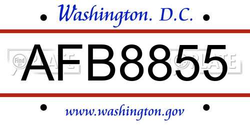 AFB8855 District Of Columbia License Plate