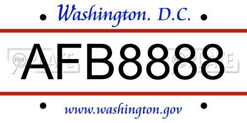 AFB8888 District Of Columbia License Plate