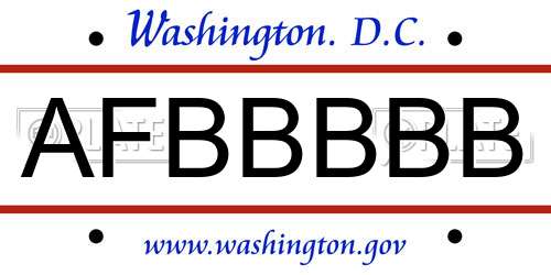 AFBBBBB District Of Columbia License Plate