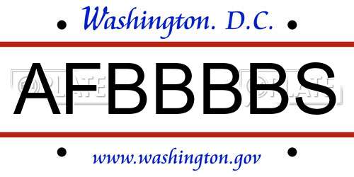 AFBBBBS District Of Columbia License Plate