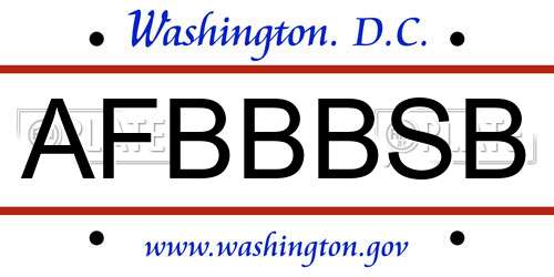 AFBBBSB District Of Columbia License Plate
