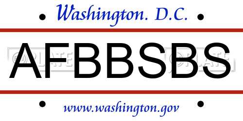 AFBBSBS District Of Columbia License Plate