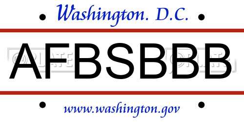AFBSBBB District Of Columbia License Plate
