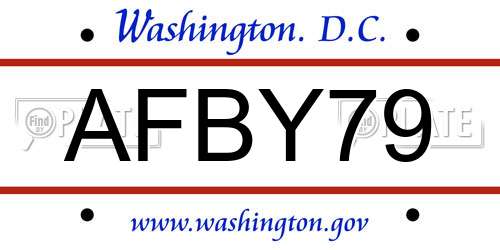 AFBY79 District Of Columbia License Plate
