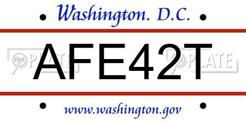 AFE42T District Of Columbia License Plate