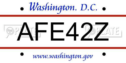 AFE42Z District Of Columbia License Plate