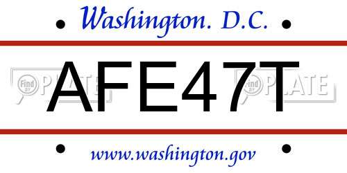 AFE47T District Of Columbia License Plate