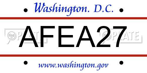 AFEA27 District Of Columbia License Plate
