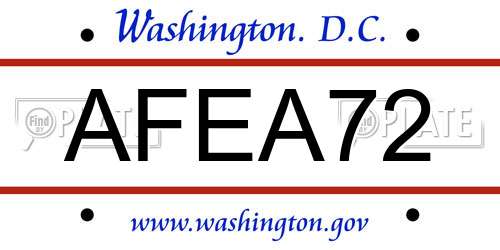 AFEA72 District Of Columbia License Plate