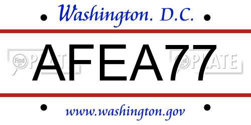 AFEA77 District Of Columbia License Plate