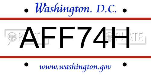 AFF74H District Of Columbia License Plate