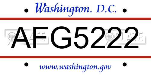 AFG5222 District Of Columbia License Plate