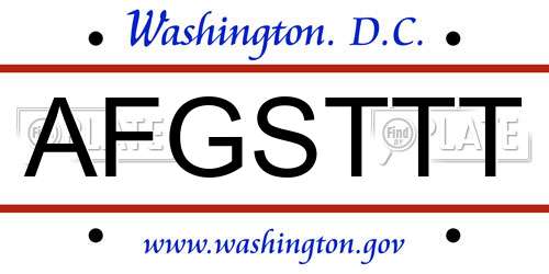 AFGSTTT District Of Columbia License Plate