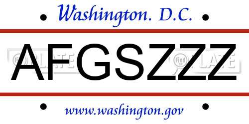 AFGSZZZ District Of Columbia License Plate