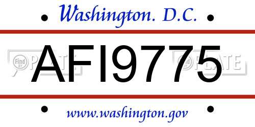 AFI9775 District Of Columbia License Plate