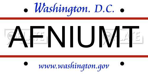 AFNIUMT District Of Columbia License Plate