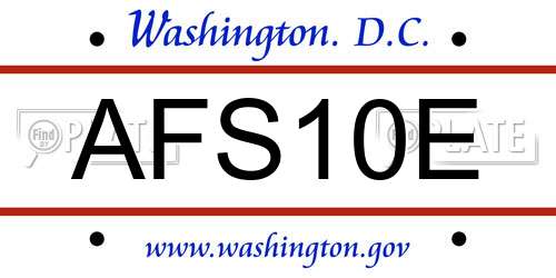 AFS10E District Of Columbia License Plate