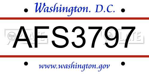 AFS3797 District Of Columbia License Plate