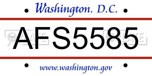 AFS5585 District Of Columbia License Plate