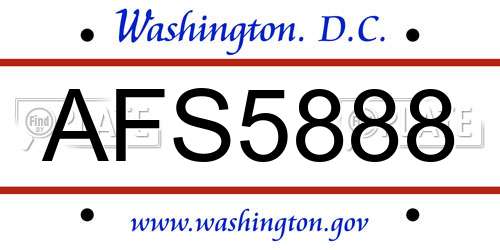 AFS5888 District Of Columbia License Plate