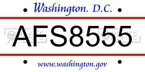 AFS8555 District Of Columbia License Plate