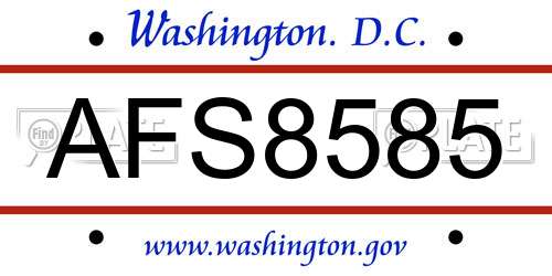 AFS8585 District Of Columbia License Plate